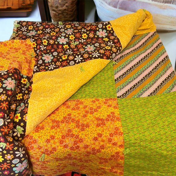 Hand Crafted Bedding Handmade Funky Floral 8s Print Patchwork Quilt